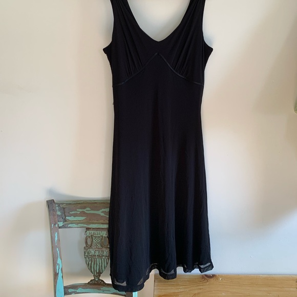 Midi-length black dress (sheer with a slip) - Picture 2 of 5